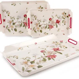 nayasa Plastic Durable Seving Tray Set With Glossy Finish (Pack Of 3) Tray image 2