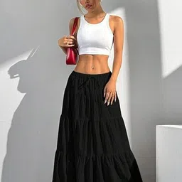 sargamteaders Women Solid Regular Black Skirt image 1