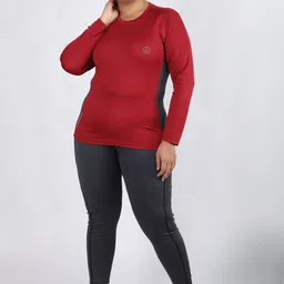 chkokko Women Solid Round Neck Polyester Maroon T-Shirt image 5