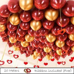 party hub Solid Solid Metallic Red & Golden balloons (100 Pcs) Balloon Balloon image 1