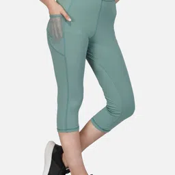 IMPERATIVE Women Green Tights Pants With 2 Phone Pockets With Mesh Inserts-image-56