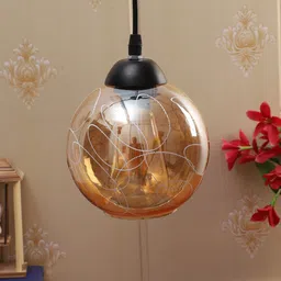 foziq Gold-Toned & Black Printed Spherical Ceiling Lamp image 3