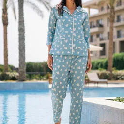 SANSKRUTIHOMES Graphic Printed Pure Cotton Shirt with Pyjamas-image-77