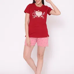 TITTLI Women Red & Pink Printed Night suit-image-59