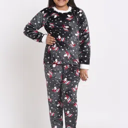KLOTTHE Girls Multicolor Cartoon Characters Woolen Night Suit-picture-29