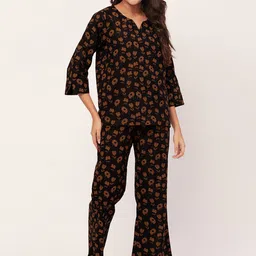 Moomaya Floral Printed Pure Cotton Night suit-image-28