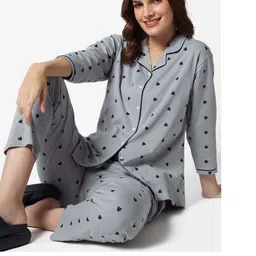 Zeyo Women Printed Pure Cotton Night suit-image-33