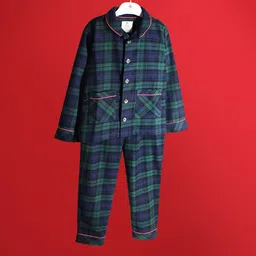 Cherry Crumble Unisex Kids Checked Pure Cotton Night suit-image-31