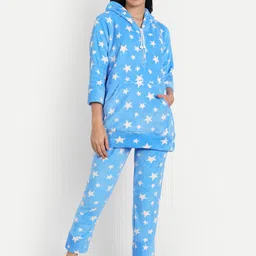 PALIVAL Women Blue & White Printed Night suit with Hood-image-77