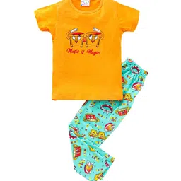 Eimoie Girls Yellow & Blue Night suit 100% Cotton-image-48
