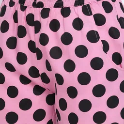 DRAAX Fashions Polka Dot Printed Lapel Collar Night suit image 4