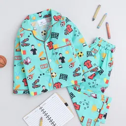 Knitting Doodles Unisex Kids Printed Night suit image 5