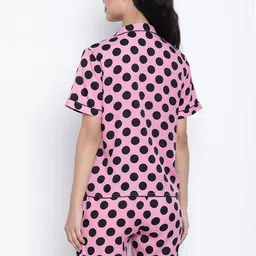 DRAAX Fashions Polka Dot Printed Lapel Collar Night suit image 2