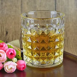 vlkmk (Pack of 6) Crystal Double Old Fashioned Square Bubble Designed WhiskyGlass(PACK OF 6,350ML) Glass Set Whisky Glass image 3