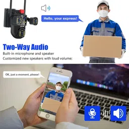 OSQD Smart 4G Solar 3 Lens CCTV Camera Bullet + 360° PTZ Waterproof CCTV Security Camera image 3