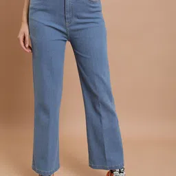 tokyo talkies Women Flared Mid Rise Light Blue Jeans-picture-21