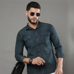 cazzba Men Regular Fit Solid Spread Collar Casual Shirt-picture-11