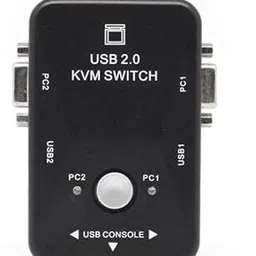 VOOCME 2 Port KVM Switch 2 Computers CPU with 2x1 USB Support Wire Keyboard and Mouse 24 cm KVM Console image 2
