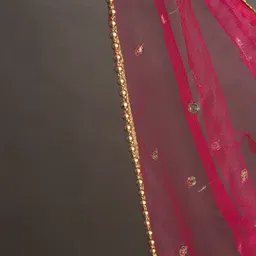 maruti krupa enterprise Net Embroidered Pink Women Dupatta image 2