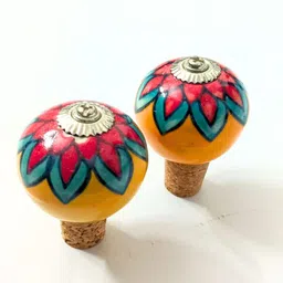 ally crafts Decorative Ceramic Wine Bottle Stopper Ceramic, Wooden Bottle Stopper-picture-36