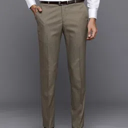 raymond Men Slim Fit Brown Polyester Trousers image 1