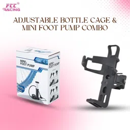 fcc racing Bicycle Adjustable Bottle Cage & Mini Foot Pump Combo Lightweight Bottle Cage & Bicycle Pump image 2