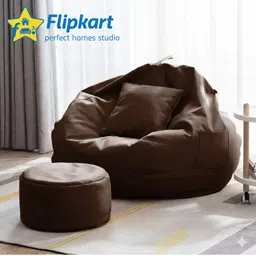 flipkart perfect homes studio 4XL 4XL Bean Bag Cushion and Footrest Filled with Beans-BROWN With Bean Filling Bean Bag Chair With Bean Filling-picture-17