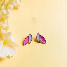 Mavraa Dual Tone Pink & White Stud Earrings for Women & Girls Alloy Stud Earring-picture-14