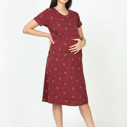 9shines Label Conversational Printed Pure Cotton Maternity Maxi Nightdress image 5