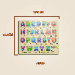 bitfeex ABCD wooden Jigsaw Preschool & Paygroup Educational Puzzle kids toys for age 2 to 5 year baby boys & girls , toddler activity learning board game for kindergarten Childrens Alphabets with Pictures image 4