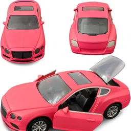 mikkora Premium Metal Die-Cast Car Toy with Pull Back Action & Openable Doors – Hot Pink image 1