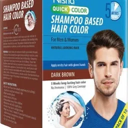 nisha Shampoo hair colour dark brown for women 20ML Each Sachet (10 Sachet in 1 Box) , Dark Brown image 1