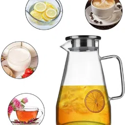 smilery Water Jug 1.8 Liter), Transparent, Glass 275ml and Jug Set for Dining Table Jug Glass Set image 3