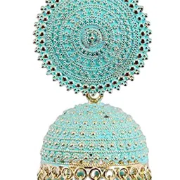 JMBW INTERNATIONAL Gold-Plated Stone Studded Dome Shaped Jhumkas image 2