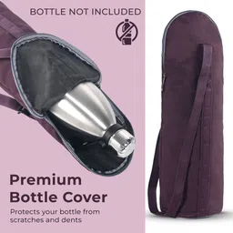 kuber industries 2.5 Ltr Rexine Reusable Bottle Bag with Handle for Men & Women | Purple image 2