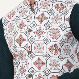 SOJANYA Embroidered Regular Thread Work Pure Cotton Kurta with Churidar image 2