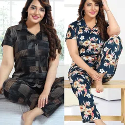 sidwa Women Night Suit Set Multicolor Printed-picture-30