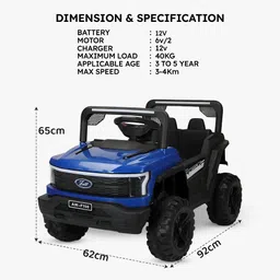 jammbo Rechargeable Battery-Powered Kids Ride-On X1 Jeep with Music,Lights & Remote Jeep Battery Operated Ride On image 4