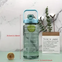 foscadit Transparent Plastic Water Bottle With Motivational Time Marker,Leakproof Durable 2000 ml Water Bottle image 5