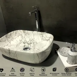 inletcera Table Top Premium Designer Ceramic Wash Basin(MN05) (18*13*5)(M05) N Table Top Basin image 3