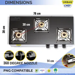 urban chef ISI certified Spark Glass Manual Gas Stove image 2