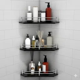 motiqo Diamond Glass Corner Shelf Rack For Bathroom, Kitchen, Bathroom Accessories Glass Wall Shelf-picture-20