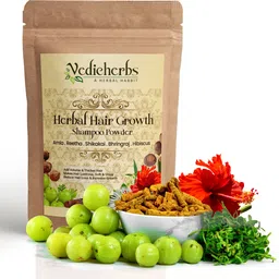 vedicherbs Herbal Hair Growth Shampoo Powder with Amla Reetha Shikakai Bhringraj & Hibiscus image 3