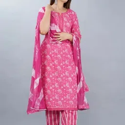 vidhani Women Viscose Rayon Kurta Pant Dupatta Set image 3