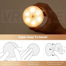 vrprime Motion Sensor USB Rechargeable Led Light | Magnetic LED Stick-On Cabinet Lamp Night Lamp image 3