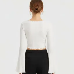 shiva Casual Flared Sleeves Solid Women Maroon Top image 3