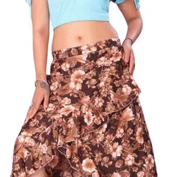 jyeshta Women Printed Flared Brown Skirt-picture-11