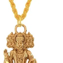 bee stlyle gold plated punchmukhi Hanuman bajrangbali locket chain for boy/men &girls/women Gold-plated Brass Locket image 1