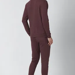 peter england Men Top & Pyjama Set Purple Solid image 2