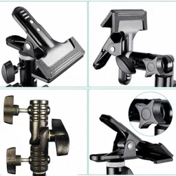 VTS Photo Studio Heavy Duty Metal Clamp Holder with 5/8" Light Standr (2Pcs. Combo) Reflector image 2